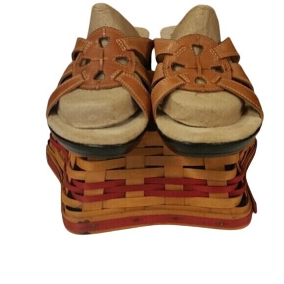 Clarks Womens Brown Leather Wedge Sandals Size 10 - Picture 5 of 8